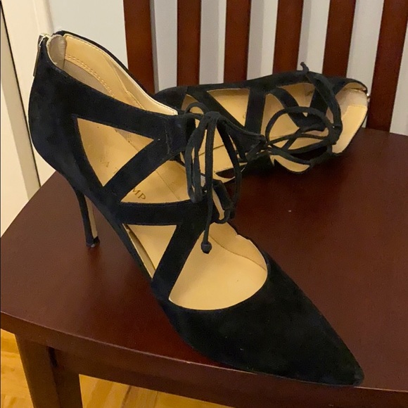 Ivanka Trump Black Suede Lace Up Pumps - Picture 7 of 7